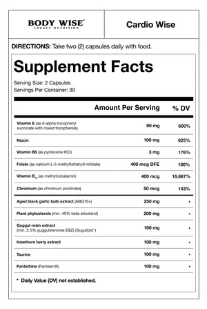 Cardio by Body Wise bottle front label