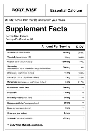 Essential Calcium bottle front label