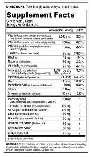Right Choice AM supplement facts label